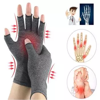 1 пара компрессионных перчаток, поддержка запястий, облегчение боли в суставах, ручная скобка для женщин и мужчин, терапевтический браслет, компрессионные перчатки L (20-24CM) чёрный