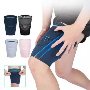 1 пара компрессионных рукавов для бедра, компрессионный рукав для подколенного сухожилия для облегчения боли и восстановления квадрицепса, поддержка бедра, протектор мышц M чёрный