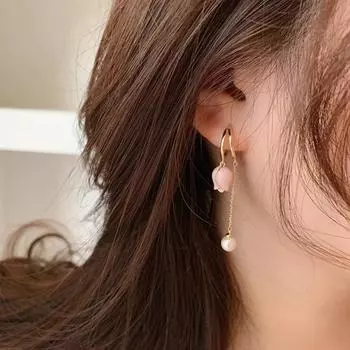 1 пара корейских элегантных сережек с кисточками в виде розового тюльпана неправильной формы для женщин, жемчужные украшения, легкие роскошные универсальные серьги onesize