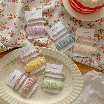 1 пара корейских заколок-цветков, милые заколки для волос из ткани с цветком, модные заколки для волос для детей, аксессуары для волос