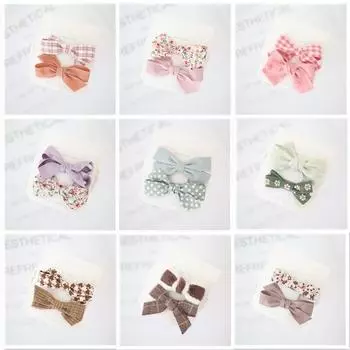 1 пара корейских заколок для волос с бантом для детей, однотонная заколка для волос с принтом для девочек, тканевая плюшевая заколка для волос, аксессуары для волос для маленьких девочек