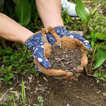 1 пара кожаных садовых перчаток для прополки, копки, посадки, садовые перчатки для женщин, устойчивые к проколам и колючкам рабочие перчатки