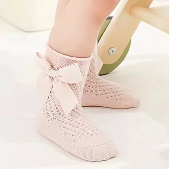 1 Пара Красивые противоскользящие носки для мытья рук для малышей Лодыжки Носки Принцесса Симпатичный бант для весны / лета S белый