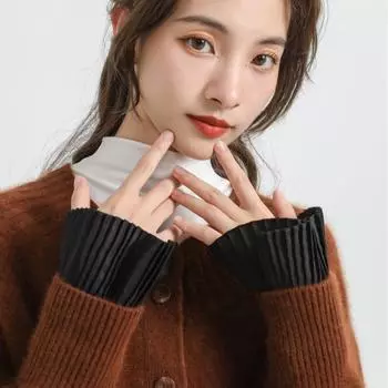 1 пара красивых съемных манжет из белого шифона с декоративными складками на рукавах, женская одежда, аксессуары белый