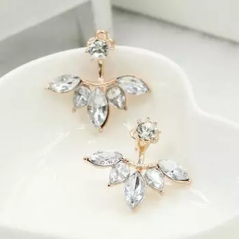 1 пара красивых серег-гвоздиков в практичной форме цветка со стразами, женские серьги, ювелирный аксессуар серебряный