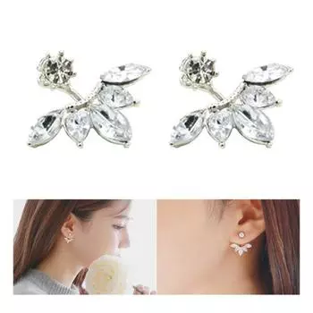 1 пара красивых женских серег-гвоздиков в форме цветка со стразами серебряный