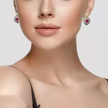 1 пара красных циркониевых женских сережек овальной формы со стразами, блестящие серьги-клипсы, свадебные украшения