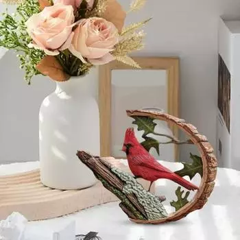 1 пара красных птиц из смолы, украшение для дома, статуэтка красной птицы на удачу, настольная птица на ветке, украшение в подарок для любимых на День матери, дни рождения 2pcs