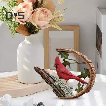 1 пара красных птиц из смолы, украшение для дома, статуэтка красной птицы на удачу, настольная птица на ветке, украшение в подарок для любимых на День матери, дни рождения 2pcs