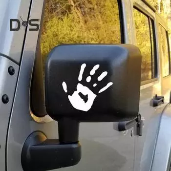 1 пара красочных автомобильных наклеек с отпечатками рук, водонепроницаемые самоклеящиеся ПВХ-автомобильные внедорожники, внедорожники, левое и правое зеркало заднего вида, украшение для ладони чёрный