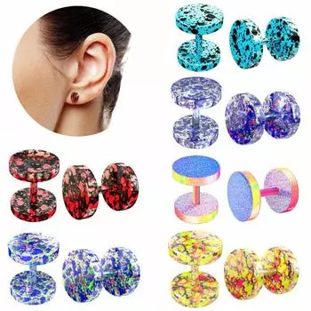 1 пара красочных штанг из нержавеющей стали, поддельные 16 г, затычки для ушей, иллюзия, серьги-расширители синий