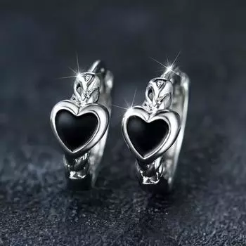 1 пара креативных эмалевых серег-колец в форме сердца для женщин, модные украшения, подарок чёрный