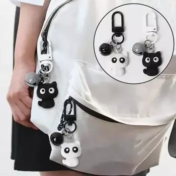 1 пара креативных черно-белых котов, милый автомобильный брелок, кулон, рюкзак, кулон, брелоки, забавные милые подарки на брелок белый