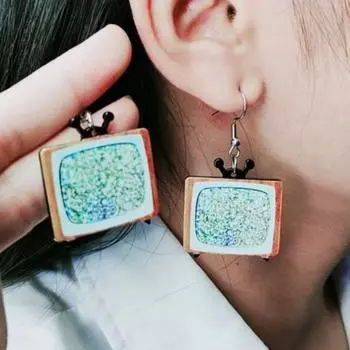 1 пара креативных красочных телевизионных висячих сережек в стиле ретро, эффектные уникальные серьги-капли для ТВ, ювелирные аксессуары, подарок