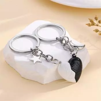 1 пара креативных романтических магнитных брелоков в форме половинки сердца для парных брелоков, украшений для телефонов, подарков на день Святого Валентина