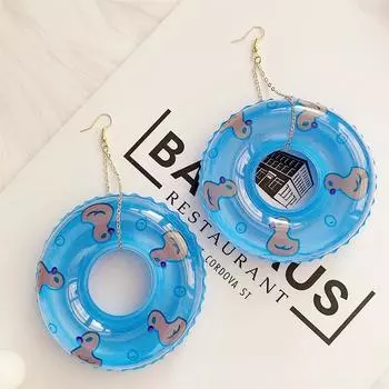 1 пара креативных забавных сережек-колец для плавания для женщин и девочек, большие серьги-кольца, ювелирные аксессуары, подарки зелёный