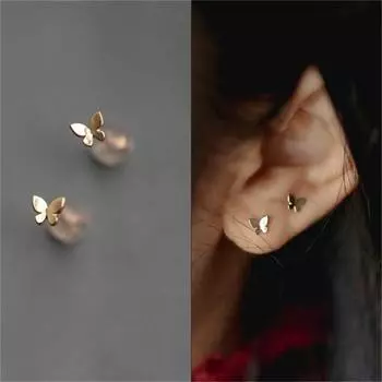 1 пара крошечных сережек, милые серьги-гвоздики в форме бабочки, модные женские очаровательные ювелирные изделия, подарки для нее золотой