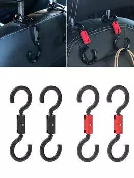 1 пара крючков для подголовника автомобиля, крючок для спинки сиденья из АБС-пластика, портативный подвесной держатель для одежды, регулируемый вращающийся, крючки для шкафа в спальне, вес 6 кг красный