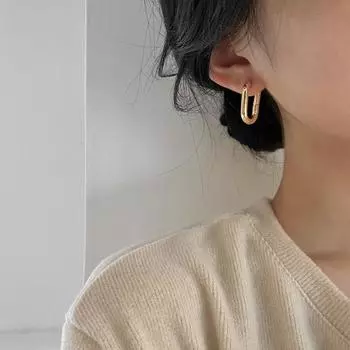 1 пара крючков для ушей, полые геометрические формы, золотой цвет, гальваническое покрытие, антиаллергенные, легкие полированные серьги-гвоздики в стиле хип-хоп, клубные золотистый