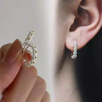 1 пара круглых серег, сверкающие геометрические круглые серьги с цветком, темперамент, круглые серьги-обнимашки для ушей серебряный