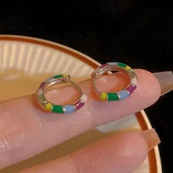 1 пара круглых серег, устойчивые к выцветанию украшения, неаллергенные модные радужные гипоаллергенные ювелирные аксессуары