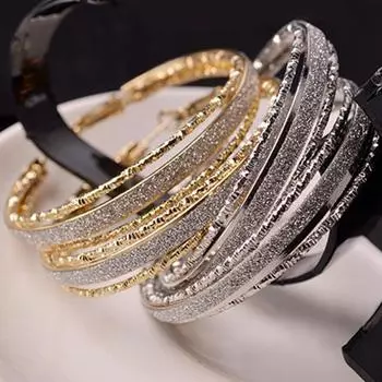 1 пара круглых висячих сережек-клипс из изысканного сплава, блестящие модные серьги-кольца для женщин серебряный