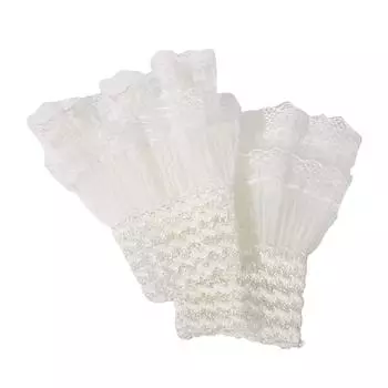 1 пара кружевных искусственных манжет для дизайна ногтей, плиссированные манжеты, реквизит для маникюра, поддельные рукава белый