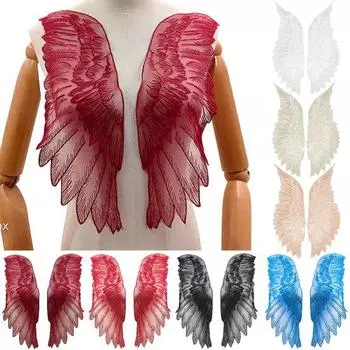 1 пара кружевных нашивок с крыльями, элегантный декоративный нежный значок с вышивкой, нашивка для одежды «сделай сам», наклейка для подарка красный