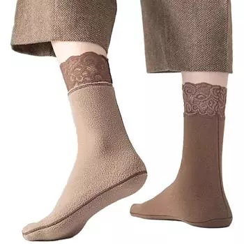 1 пара кружевных носков с антифрикционным эффектом, самонагревающиеся, носки средней длины, впитывающие пот, утолщенные немецкие бархатные носки синий