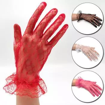 1 пара кружевных перчаток, летние свадебные перчатки, устойчивые к ультрафиолетовому излучению, свадебные перчатки высокого качества для вождения чёрный