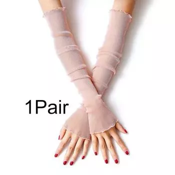 1 пара кружевных рукавов с кромкой, летний сетчатый уличный ледяной рукав, защита от ультрафиолета, солнцезащитный рукав, несколько цветов розовый