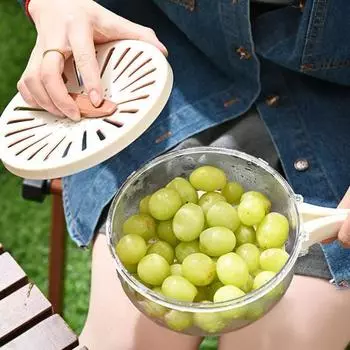 1 пара кухонных дуршлагов со складной ручкой, контейнер для хранения фруктов, пищевой, без BPA, брызгозащищенный дизайн, миска для мытья овощей 2pcs