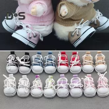 1 пара кукольных туфель, мини-кроссовки на шнуровке из парусины для кукол ростом 17 см, мини-обувь для пальцев, игрушечный аксессуар, реалистичный дизайн, креативный подарок белый