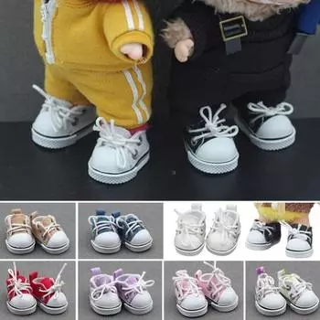 1 пара кукольных туфель, мини-кроссовки на шнуровке из парусины для кукол ростом 17 см, мини-обувь для пальцев, игрушечный аксессуар, реалистичный дизайн, креативный подарок коричневый