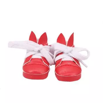 1 пара кукольных туфель на шнуровке с кроличьими ушками 5 см для 14,5 дюймов 1/6 32-34 см BJD кукольная обувь 5.2*2.8cm красный