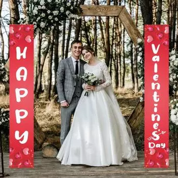 1 пара куплетов на День святого Валентина, привлекательный прозрачный узор, подвесной баннер на дверь для украшения дома, праздника A