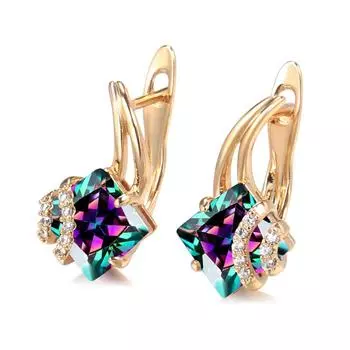 1 пара квадратных красных, синих, зеленых многоцветных серег с цирконием для женщин, геометрические висячие серьги, модные свадебные украшения, рождественские украшения на Хэллоуин белый