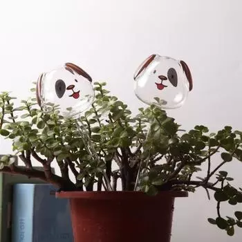 1 пара лампочек для полива уникальной формы, экономия времени, стеклянное декоративное растение с рисунком собаки