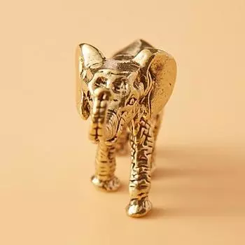 1 пара латунных фигурок слона, резная золотая статуя слона, металлическая скульптура животного, украшение для домашнего офиса, рабочего стола, фэн-шуй Elephant