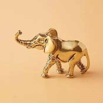 1 пара латунных фигурок слона, резная золотая статуя слона, металлическая скульптура животного, украшение для домашнего офиса, рабочего стола, фэн-шуй Elephant
