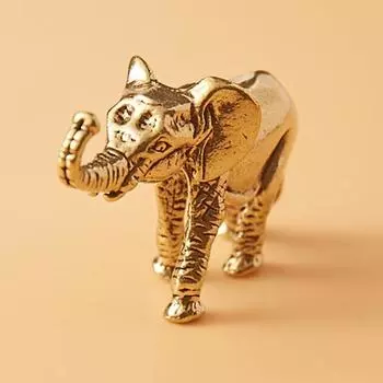 1 пара латунных фигурок слона, резная золотая статуя слона, металлическая скульптура животного, украшение для домашнего офиса, рабочего стола, фэн-шуй Elephant