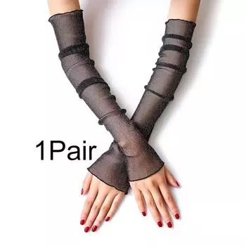 1 пара ледяных рукавов, защита от ультрафиолета, защита от солнца, летние кружевные рукава с отделкой, уличные сетчатые солнцезащитные рукава, разные цвета чёрный