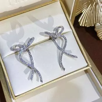 1 пара легких роскошных сережек-гвоздиков с полным бантом для женщин, изысканные длинные серьги, украшения для вечеринки и свадьбы 1Pair