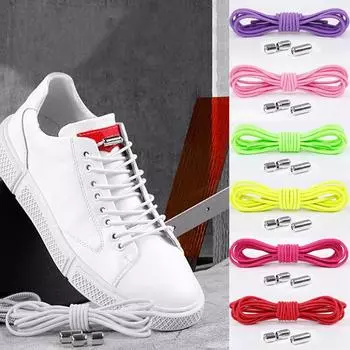1 пара ленивых шнурков для кроссовок, круглые аксессуары для обуви, не застегивающиеся детские и взрослые шнурки, эластичные фиксирующие шнурки чёрный/белый