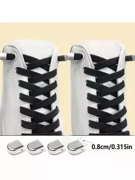 1 пара ленивых шнурков для женщин, не требуют завязывания, шнурки не требуют завязывания, пряжка, плоская черная и белая резинка, эластичные, спортивные шнурки shoelaces белый