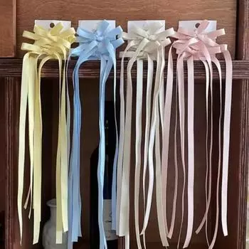 1 пара лент для волос Super Fairy Girl, заколка-бабочка, стример, шпилька, ремешок, двойной хвост, аксессуары для волос розовый