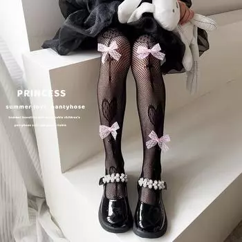 1 пара летних колготок для девочек, милые колготки в стиле принцессы с бантом для детей, тонкие мягкие дышащие ажурные носки-чулки S белый
