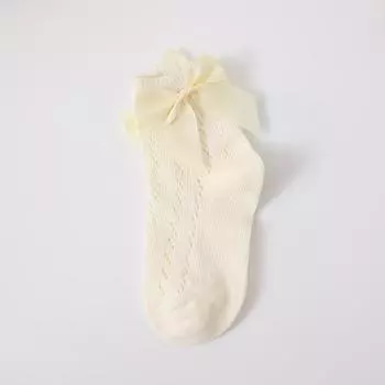 1 пара летних носков с бантом для маленьких девочек, длинные носки для малышей, детские носки до колена, хлопковые сетчатые носки в испанском стиле, дышащие носки для 0-8 лет L(6-8 Years old)