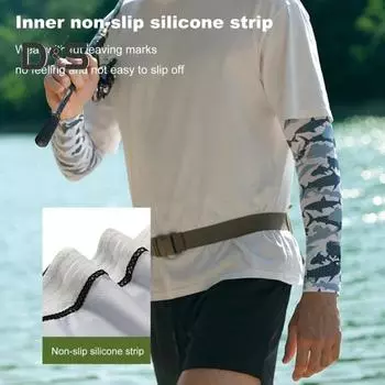 1 пара летних рукавов из ледяного шелка, защита от УФ-солнца, дышащие, противоскользящие, эластичные, для мужчин и женщин, для езды на велосипеде, рыбалки, длинный охлаждающий чехол для рук L синий