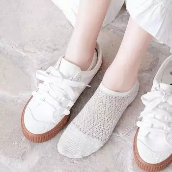 1 пара летних женских сетчатых хлопковых носков, однотонные силиконовые невидимые носки-лодочки, силиконовые нескользящие носки до щиколотки, дезодорирующие антибактериальные носки EUR35-43